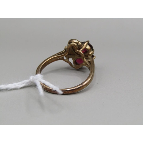 1312 - 9ct GOLD RUBY SET RING SIZE M