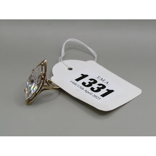 1331 - 9ct GOLD WHITE STONE SET RING SIZE N