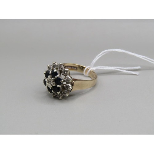 1336 - 9ct GOLD DIAMOND AND SAPPHIRE SET RING SIZE K 1/2