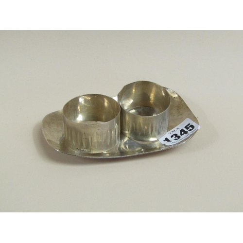 1345 - SILVER DISH TOGETHER WITH TWO NAPKIN RINGS