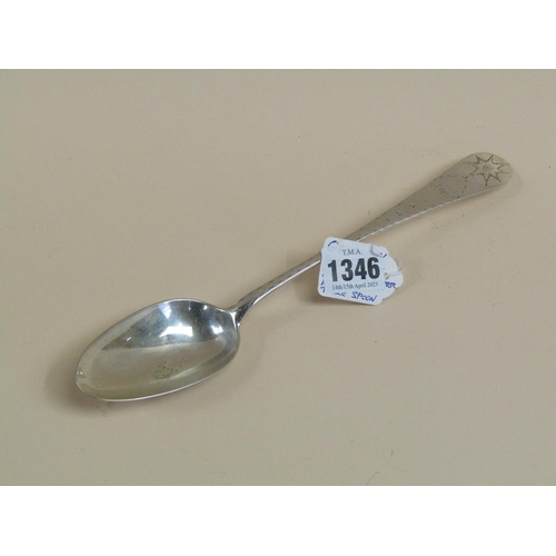 1346 - GEORGE IV IRISH SILVER PROVINCIAL TABLE SPOON 26cms L