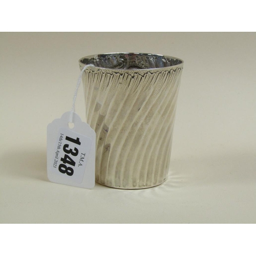 1348 - FRENCH SILVER BEAKER WITH DECORATION - 8cms H, 2.9oz