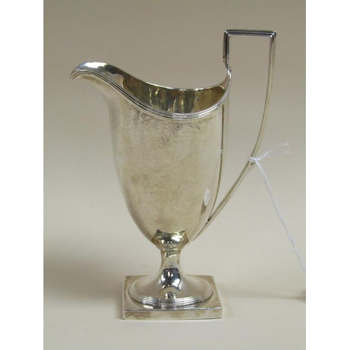 1349 - SILVER LATE GEORGIAN CREAM JUG 4.1oz - 15cms H