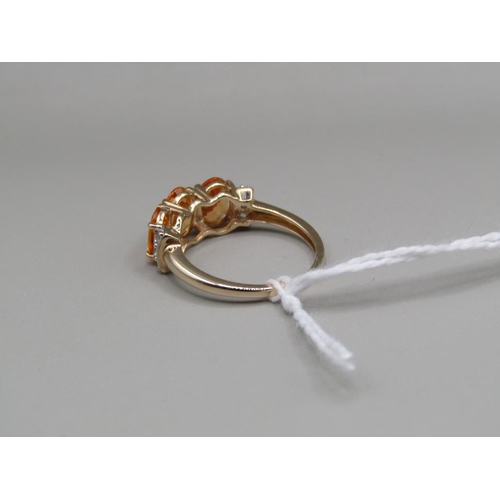 1352 - GOLD YELLOW CITRINE SAPPHIRE SET RING SIZE L 1/2