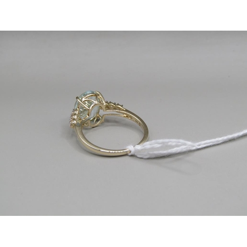 1356 - YELLOW GOLD AQUAMARINE SET RING SIZE P 1/2