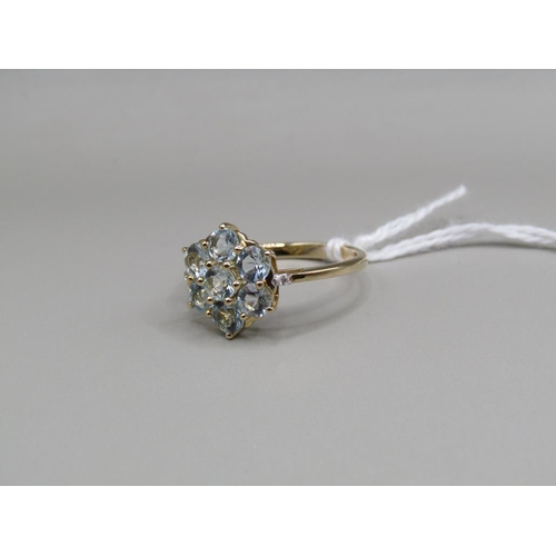 1364 - GOLD AQUAMARINE RING SIZE N 1/2