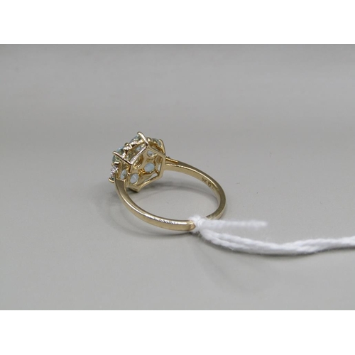 1364 - GOLD AQUAMARINE RING SIZE N 1/2