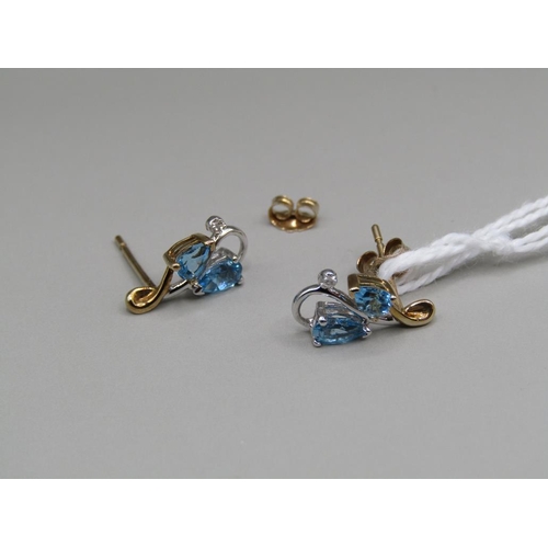 1373 - YELLOW GOLD BLUE TOPAZ EARRINGS