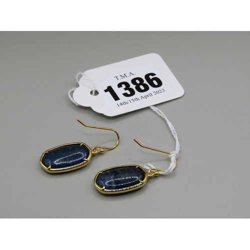 1386 - SILVER GILT LAPIS LAZULI EARRINGS