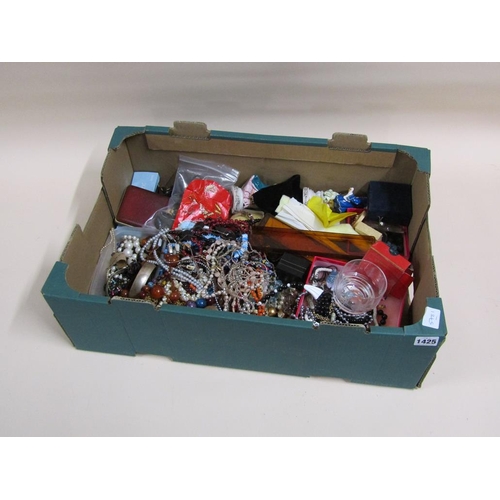 1425 - LARGE BOX OF MISC. COSTUME JEWELLERY AND BEADS