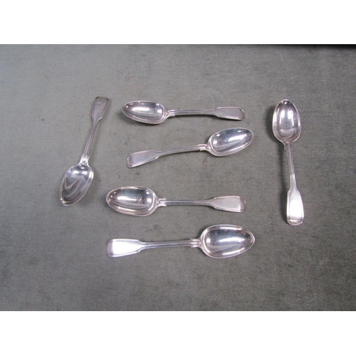 1434 - COLLECTION OF SIX SILVER DESSERT SPOONS, 11.5ozt