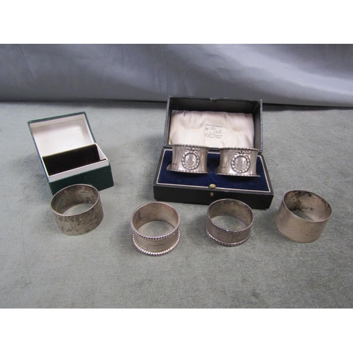 1456 - COLLECTION OF SIX SILVER NAPKIN RINGS