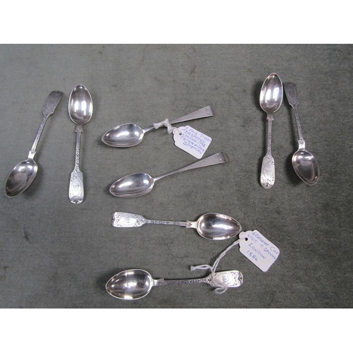 1463 - SEVEN SILVER TEA SPOONS, 3.5ozt