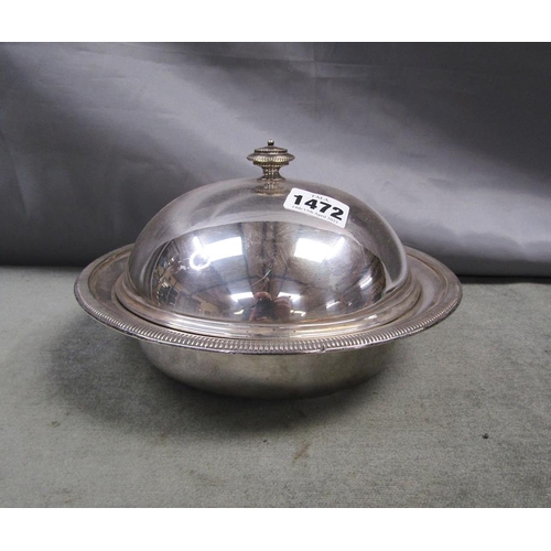 1472 - SILVER PLATE MUFFIN DISH AND COVER