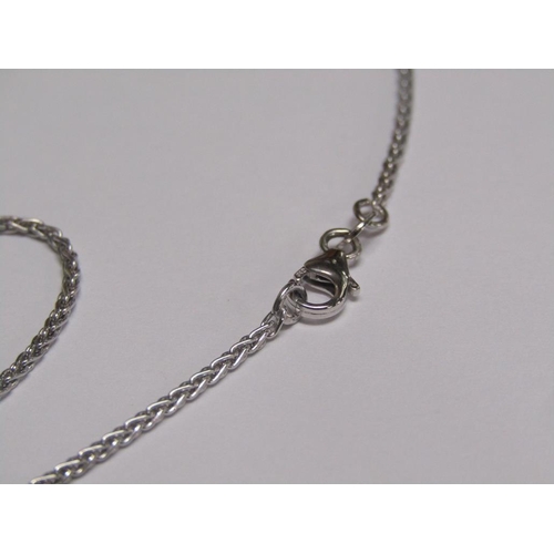 1328B - WHITE GOLD AQUAMARINE AND DIAMOND SET PENDANT ON A 9ct WHITE GOLD CHAIN