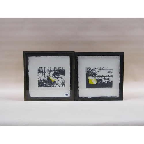 1105 - L RYAN - PAIR, ABSRTACT PRINTS, URBAN WILDLIFE I & II, SIGNED, F/G, 16CM X 20CM