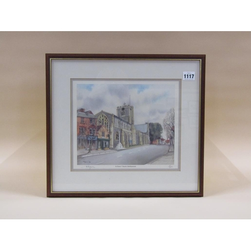 1117 - PETER WAGON 99 - ST. PETERS CHURCH , BERKHAMSTED, COLOURED LIMITED EDITION PRINT, 15/250, F/G, 24CM ... 