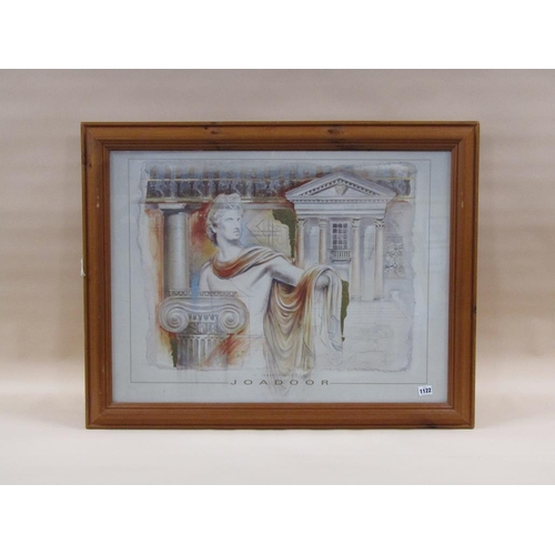 1122 - FRAMED COLOURED PRINT - ROMAN ILLUSION II, AFTER THE ORIGINAL BY JO ADOOR, F/G, 60CM X 80CM