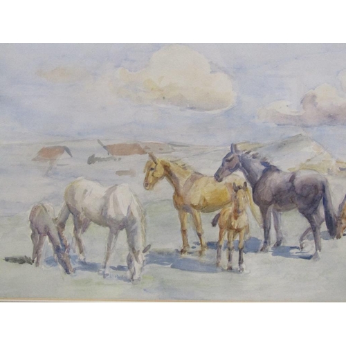 1126 - H J BUTLER - WILD HORSES, SIGNED WATERCOLOUR, F/G, 30CM X 50CM