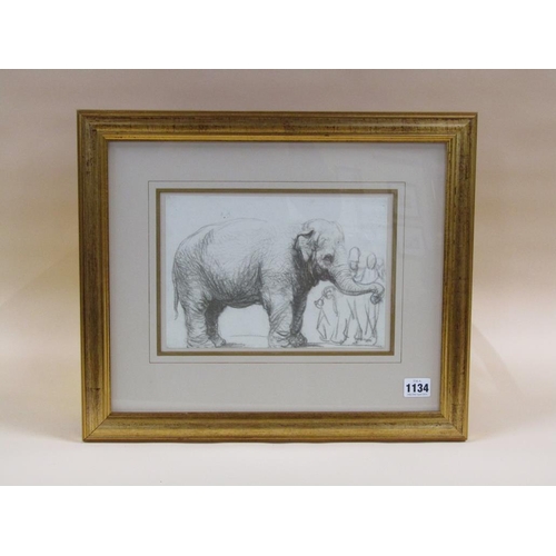 1134 - BRITISH MUSEUM PRINT AFTER REMBRANT VANRIJN - ELEPHANT, F/G, 20CM X 26CM