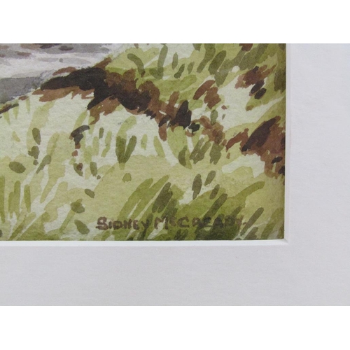 1138 - SYDNEY McCREADY - THE MOURN MOUNTAINS, SIGNED AND TITLED WATERCOLOUR, F/G, 20CM X 32CM