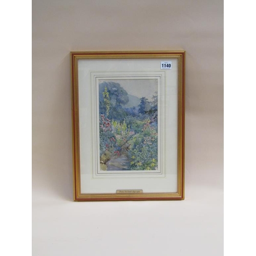 1140 - THOMAS NOEL SMITH - A PERENNIAL GARDEN, WATERCOLOUR, F/G, 28CM X 17CM