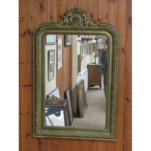 1145 - 19C GILT WOOD AND STUCCO WALL MIRROR, A/F, 120CM X 76CM