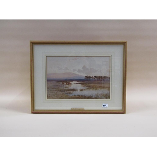 1147 - EDWARD TUCKER 1830/1909 - MOORLAND SETTING WITH CATTLE AND PINE TREES, SIGNED, WATERCOLOUR, F/G, 25C... 