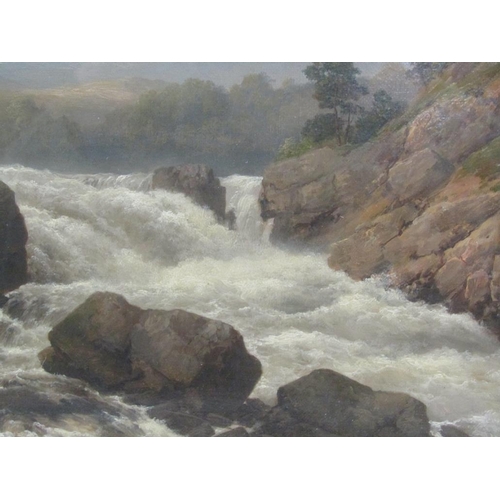 1150 - EDMUND GILL - PAIR, FALLS OF THE CLYDE & FALL ON THE RIVER GOUDIE, OIL ON CANVAS, F/G, 22CM X 29CM