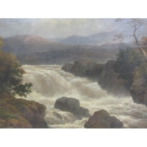 1150 - EDMUND GILL - PAIR, FALLS OF THE CLYDE & FALL ON THE RIVER GOUDIE, OIL ON CANVAS, F/G, 22CM X 29CM