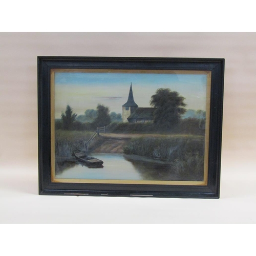 1151 - L RYDAL - PAIR, VICTORIAN RURAL COTTAGES AND CHURCH CLOSE TO RIVER, F/G, 48CM X 68CM