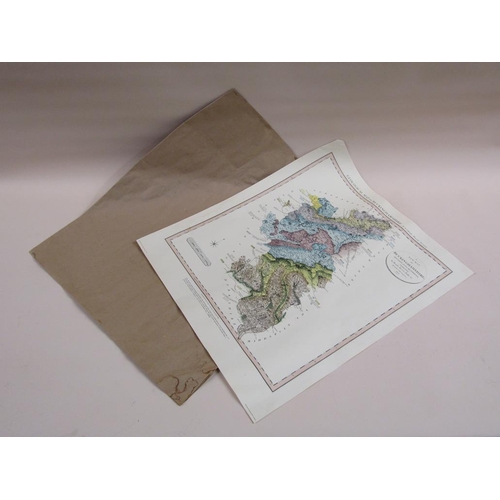 1168 - FRAMED COLOURED MAP - GEOLOGY OF BUCKINGHAMSHIRE, UNFRAMED, 65CM X 50CM