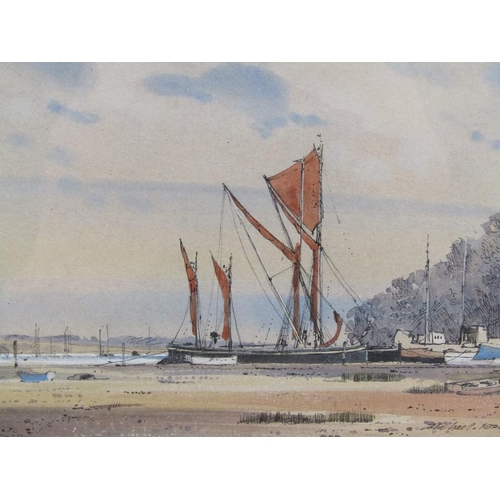 1184 - MICHAEL NORMAN - PAIR, BY THE ORRELL & A BEND IN THE ALDE, SIGNED AND TITLED WATERCOLOURS, F/G, EACH... 