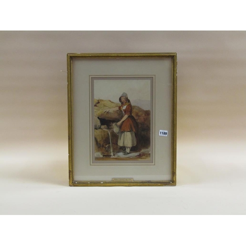 1189 - WILLIAM UNDERHILL - LADY WITH PITCHER AT THE WELL, WATERCOLOUR, F/G, 33CM X 23CM