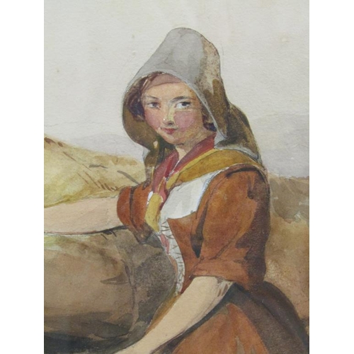 1189 - WILLIAM UNDERHILL - LADY WITH PITCHER AT THE WELL, WATERCOLOUR, F/G, 33CM X 23CM