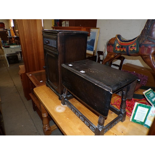 576 - ERCOL DROP LEAF TABLE AND A BEDSIDE  CUPBOARD