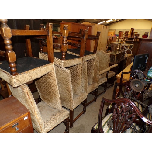 585 - EIGHT UPHOLSTERED DINING CHAIRS