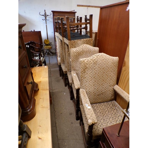 585 - EIGHT UPHOLSTERED DINING CHAIRS