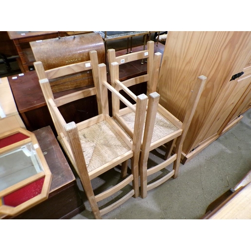 594 - FOUR PINE DINING CHAIRS