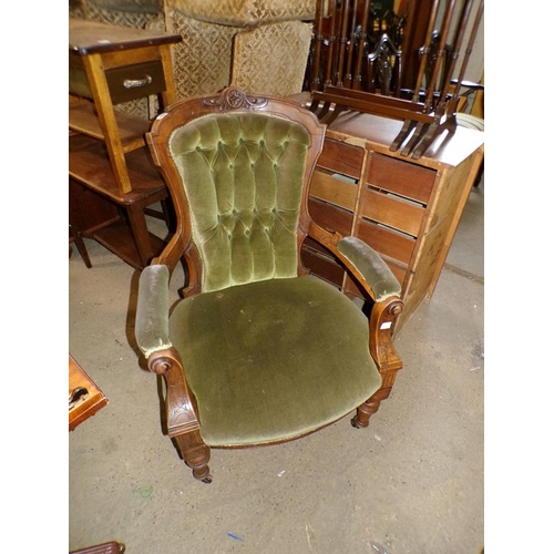 599 - VICTORIAN BUTTON BACK ARMCHAIR