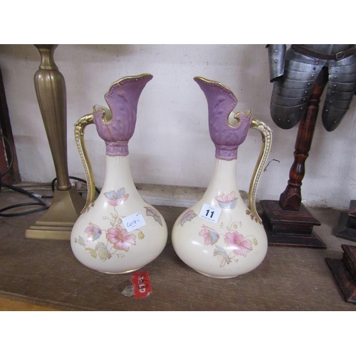 11 - PAIR OF ROYAL CHELSEA POTTERY EWERS