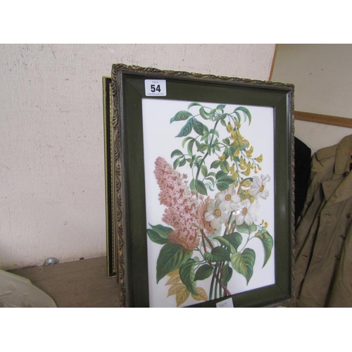 54 - COLLECTION OF PRINTS, PAINTED PORCELAIN BOTANICAL PANEL