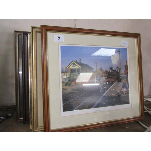 7 - FRAMED COLOURED LITHOGRAPHS - STEAM ENGINES ETC