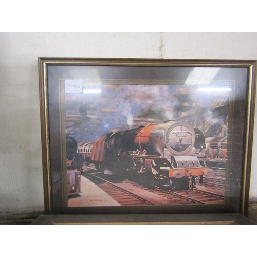 7 - FRAMED COLOURED LITHOGRAPHS - STEAM ENGINES ETC