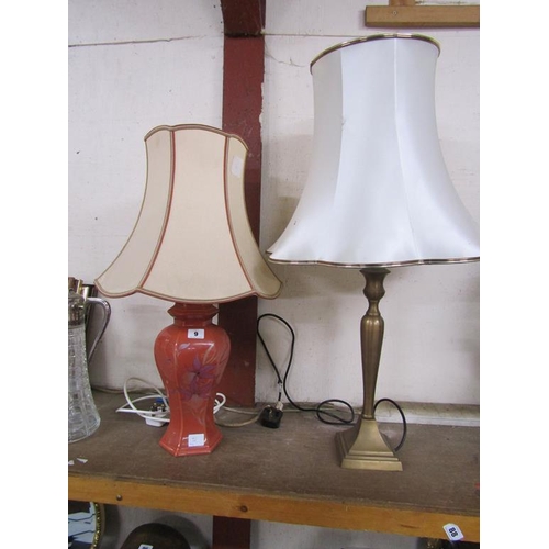 9 - TWO TABLE LAMPS AND SHADES