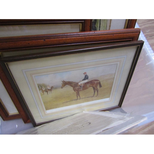 168 - BOX OF PRINTS AND ENGRAVINGS - HORSE RACING ETC