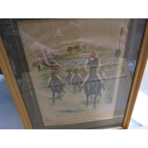 168 - BOX OF PRINTS AND ENGRAVINGS - HORSE RACING ETC