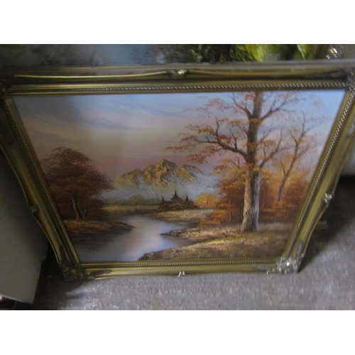 385 - QTY OF FRAMED OILS