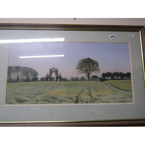 416 - TWO FRAMED PASTELS, COASTAL AND RURAL