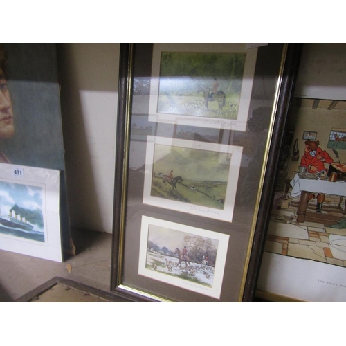 430 - FRAMED HUNTING PRINTS, SNAFFLES ETC.